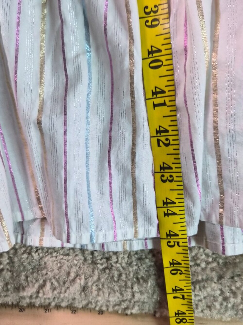 J. Crew Shimmer Womrns Tie-front Midi Dress White Metallic Striped Size 2 G223 - Picture 13 of 14